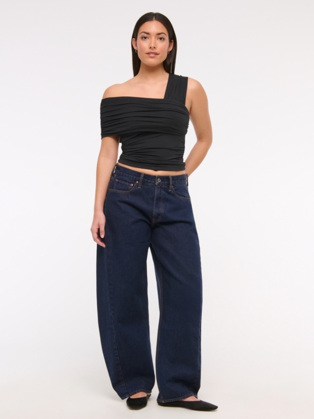 Abercrombie & Fitch Curve Love Barrel Jeans
